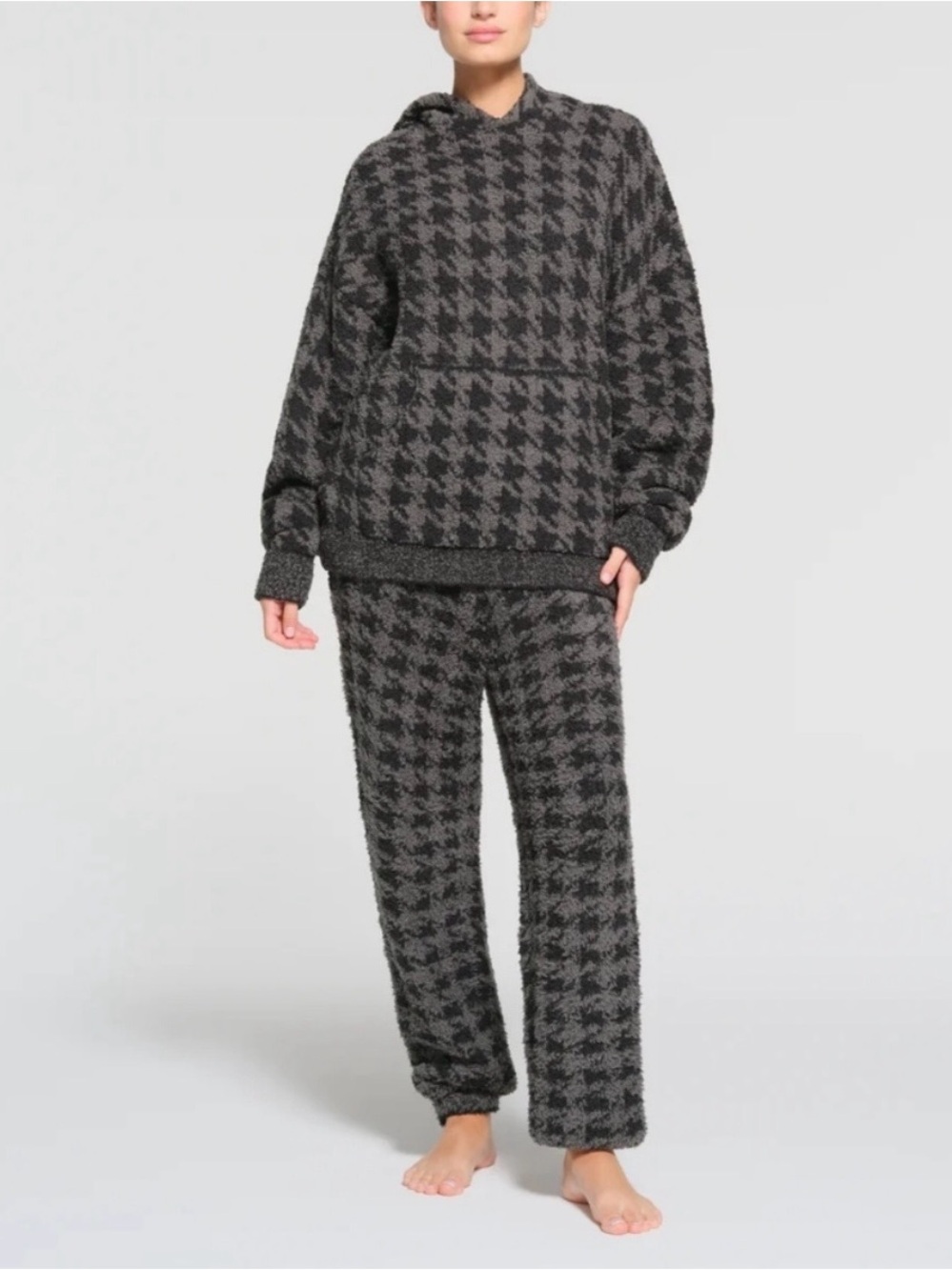 SKIMS Houndstooth Plush Lounge-Wear Hoodie and Pant Set XS/S